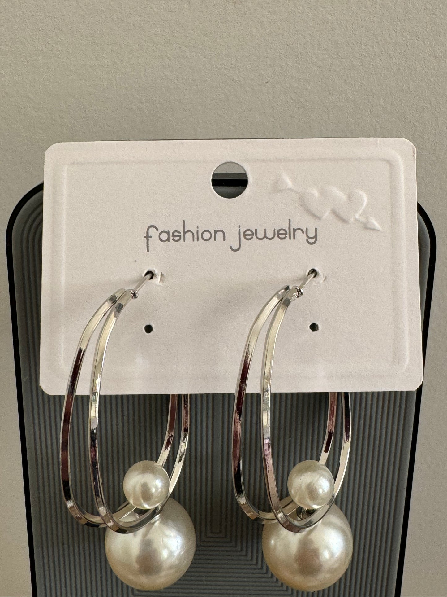 Unique 2 in 1 Pearl Stud and Hoop Earrings