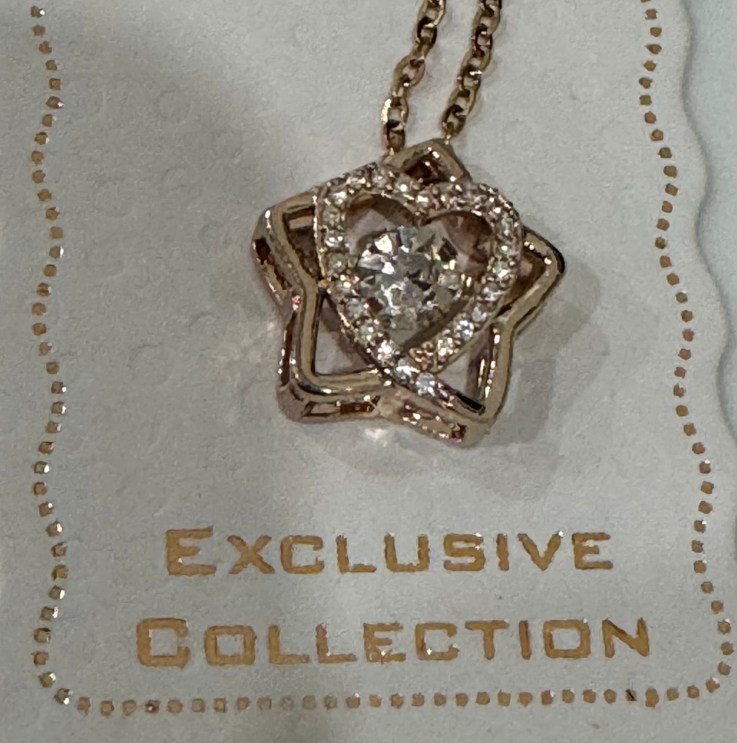Anti Tarnish Rose Gold Star with Heart Inside Shiny Pendant Necklace