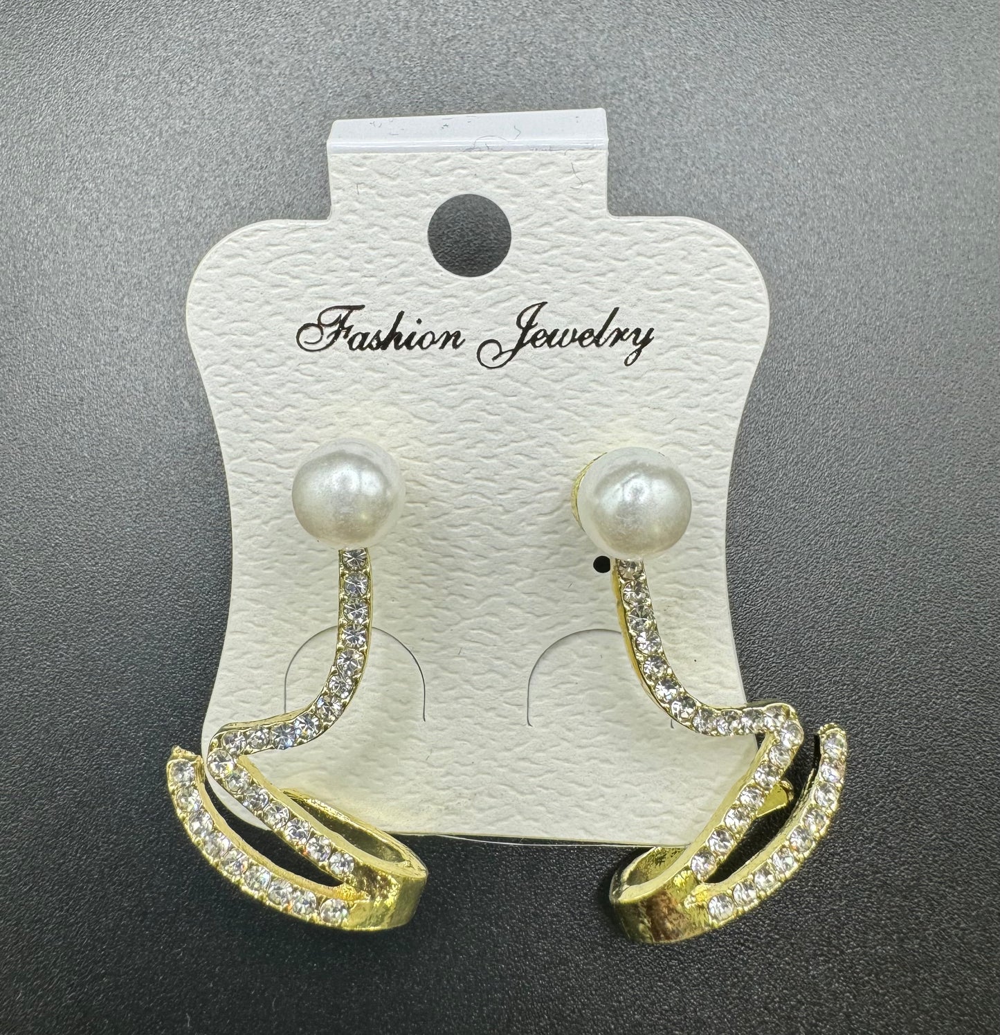 Gold Plated AD Pearl Quirky Stud Earrings