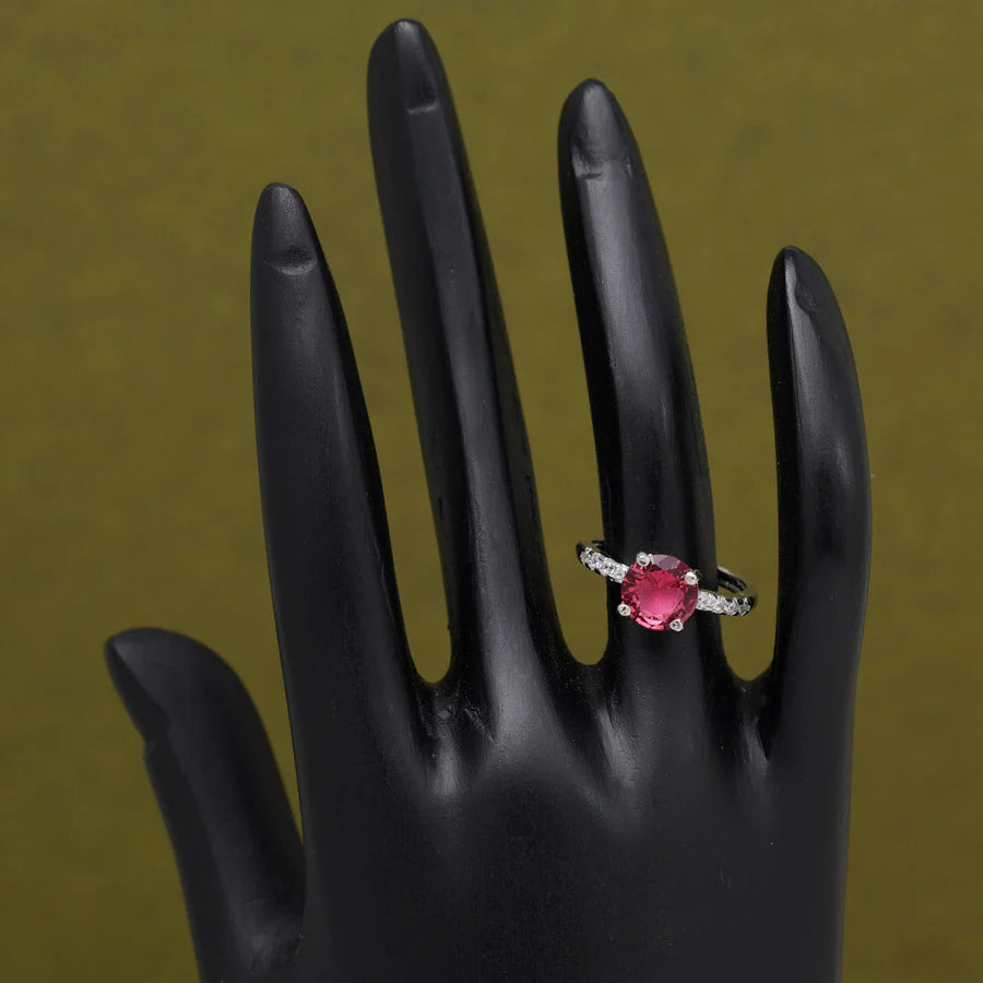 Single Round Stone American Diamond Ring
