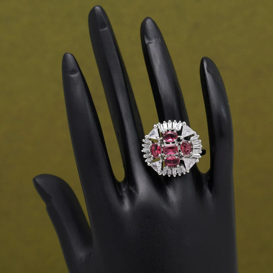 Ruby Fancy American Diamond Finger Ring