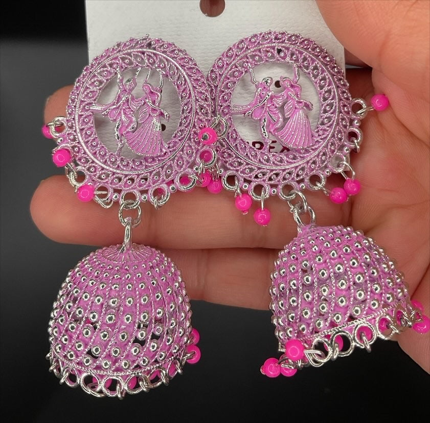 Garba Themed Colourful Jhumkas