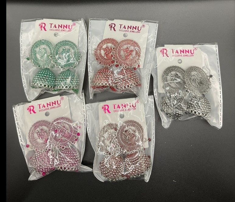 Garba Themed Colourful Jhumkas