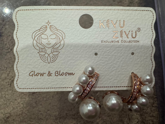 Anti Tarnish Rose Gold Pearl Earrings
