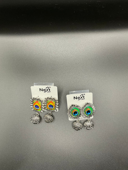 Unique Peacock Oxidized Earrings