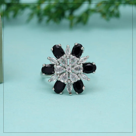 Black Fancy American Diamond Finger Ring