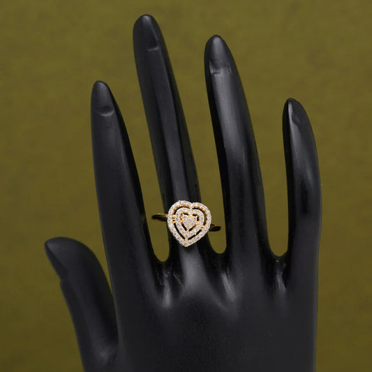 Heart Shaped Gold American Diamond Ring
