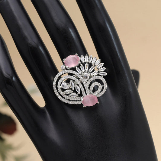 Pink Fancy American Diamond Finger Ring
