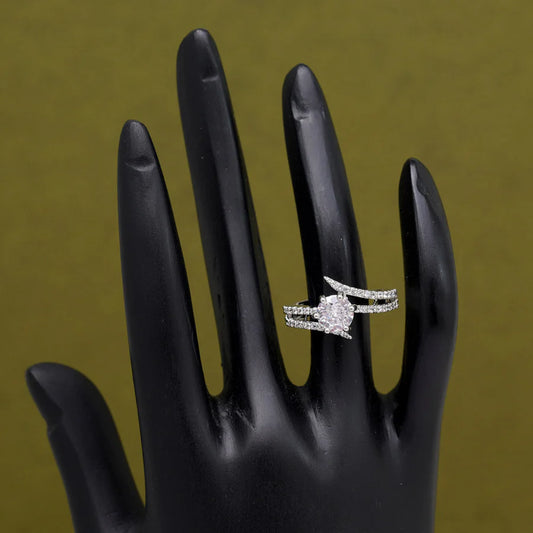 Silver American Diamond Finger Ring