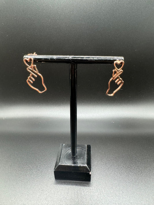 Rose Gold Plated Heart Snap Earrings