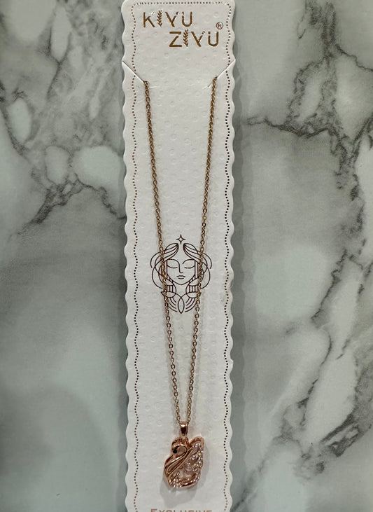 Anti Tarnish Rose Gold Swan Pendant Necklace