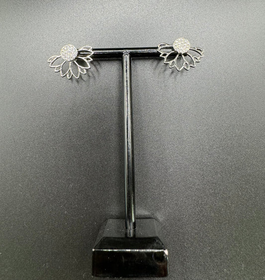 Floral Silver Plated Stud Earrings