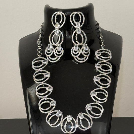 Unique AD Choker Set with Dangle Earrings