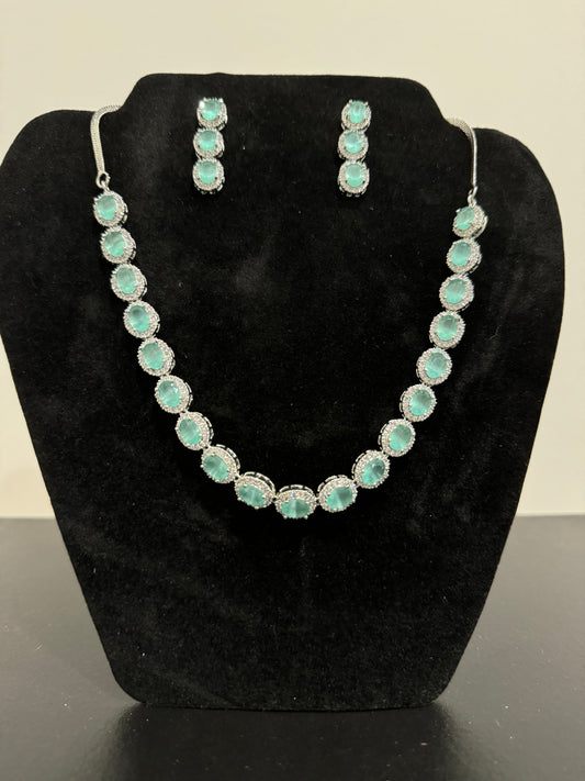 Mint High Quality AD Stone Necklace with Earrings