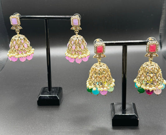 Premium Quality Light Weight Stone Jhumka Earrings
