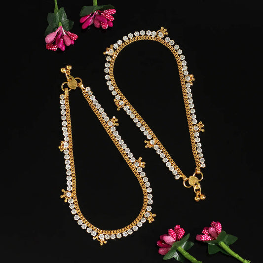 Gold Colour Rhinestone Anklets