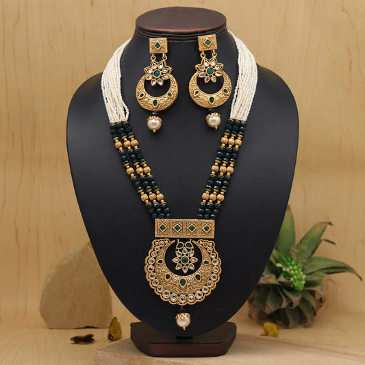 Rajwadi Matte Gold Necklace Set with Earrings