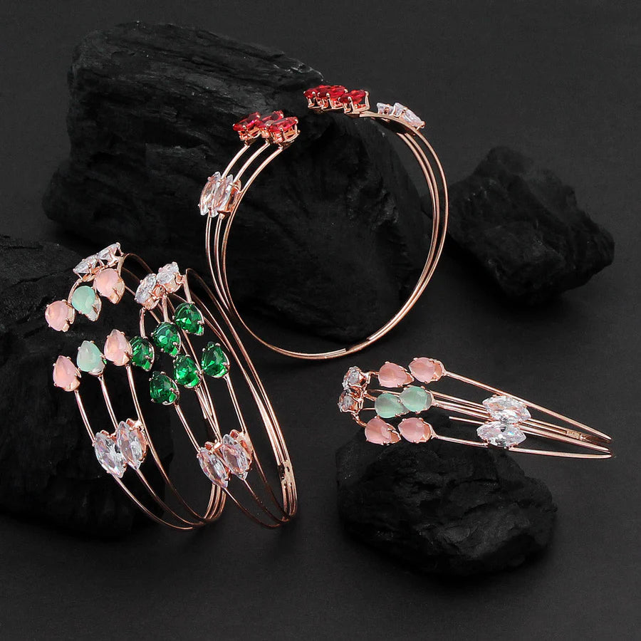 Rose Gold Assorted Color And Design Moon Stone Bracelets