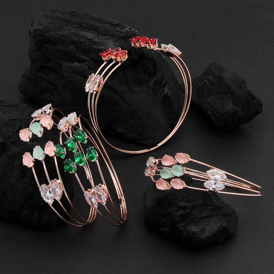 Rose Gold Assorted Color And Design Moon Stone Bracelets